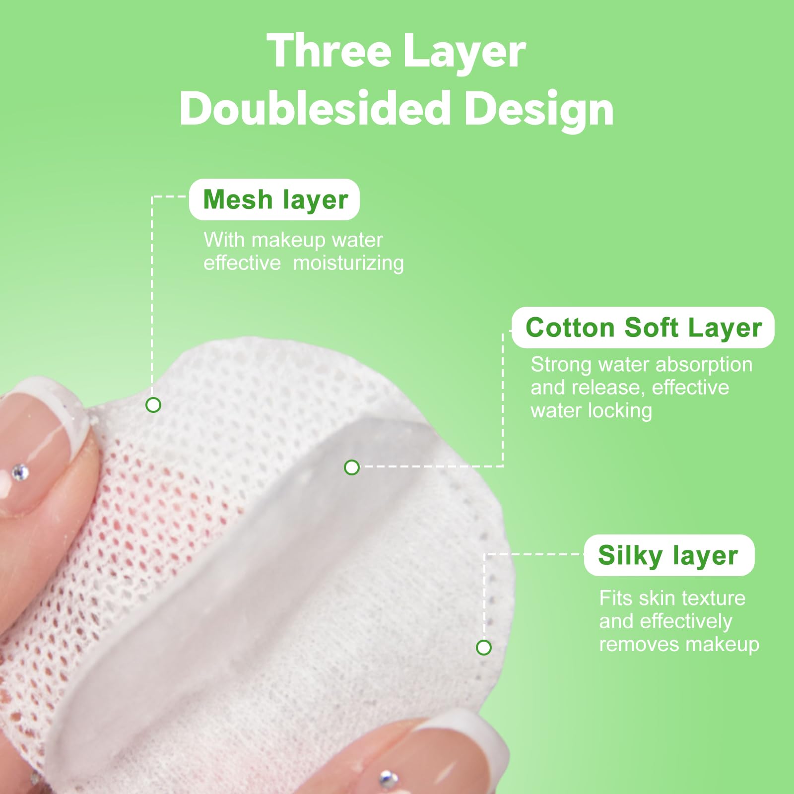 Illidi cotton rounds with sealed edges prevent lint and tearing
