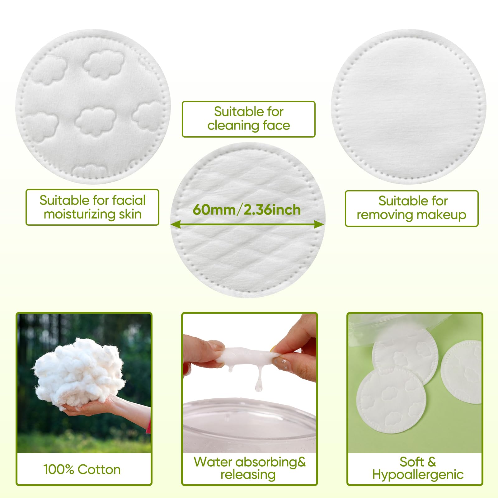 Close-up of Illidi embossed patterns on cotton rounds