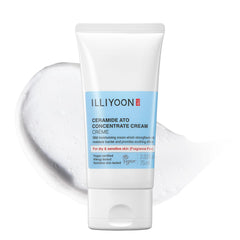 Crema concentrada Illiyoon Ceramida Ato, vertido suave para hidratación duradera.