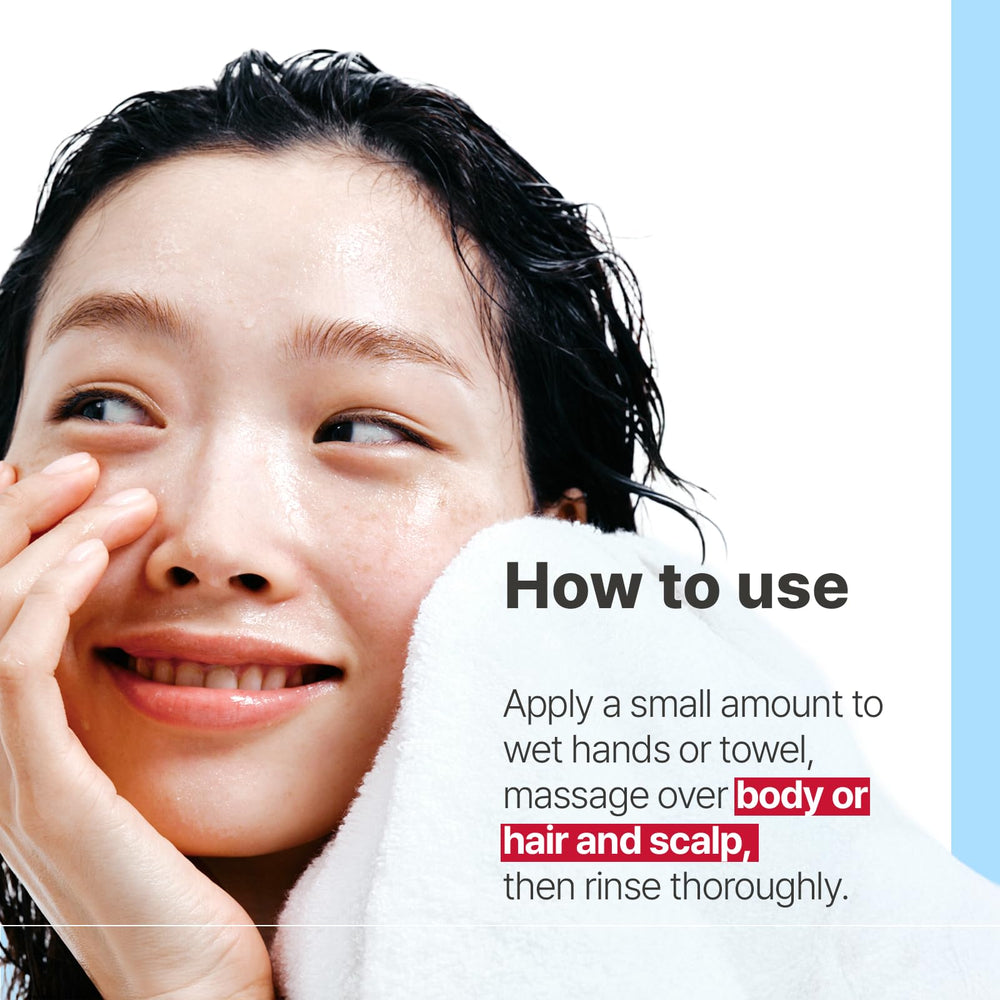 Hair and body cleanse with Illiyoon Ceramide Ato 6.0 Top to Toe Wash.