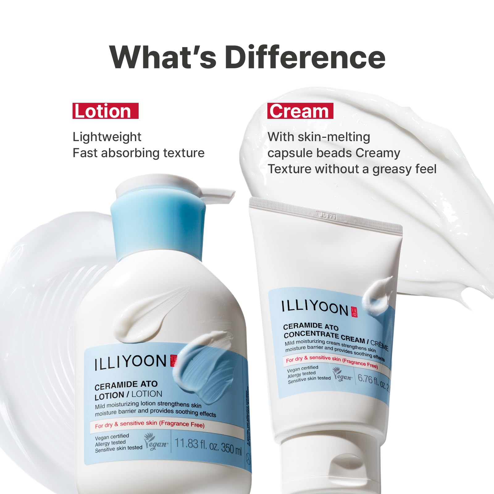 Illiyoon Ceramide Ato Concentrate Cream vegan-certified label visible.