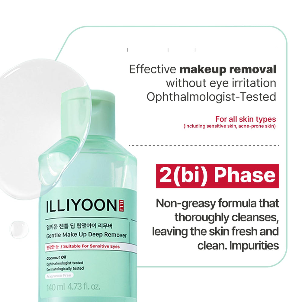 Aplicación en ojos cerrados con Illiyoon desmaquillante de ojos dos fases, sensación suave
