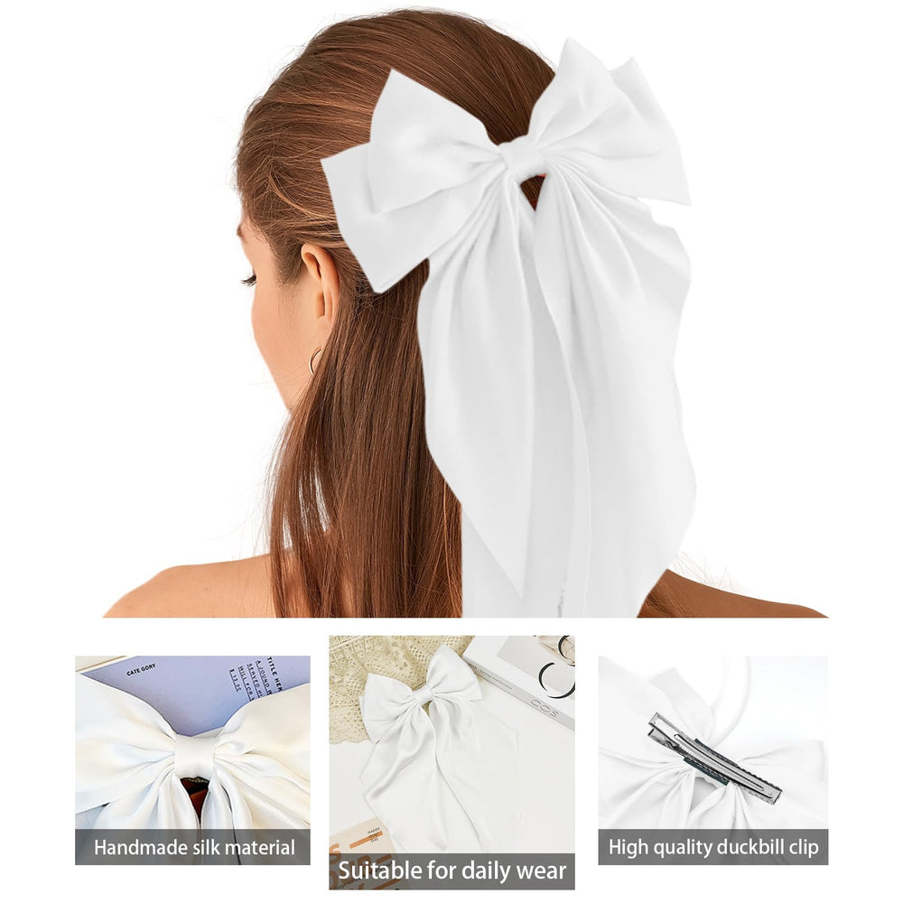 illpta big bow hair clip white suits many outfits.
