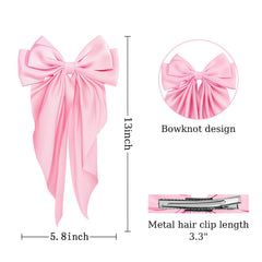 illpta pink bow hair clip fashion-ready for dress-up