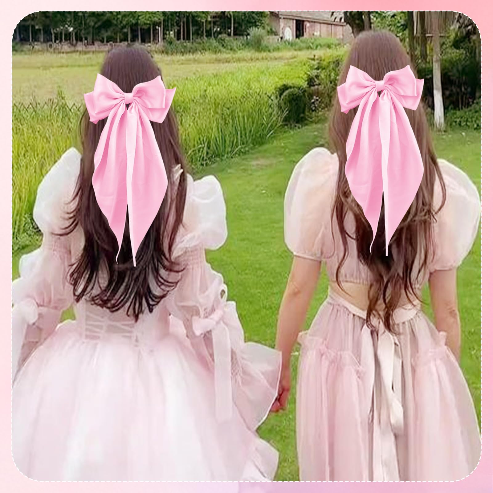 illpta pink satin bow barrette close-up showing elegant finish