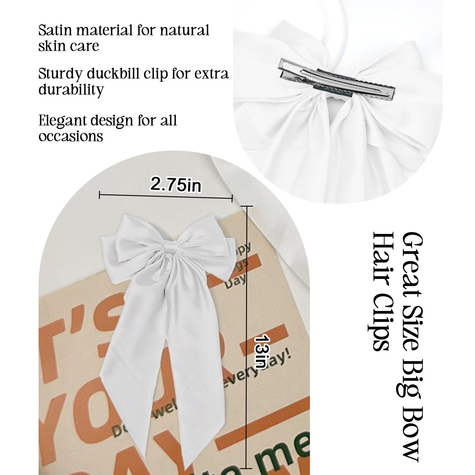 illpta satin hair barrettes clip white easy outfit matching.