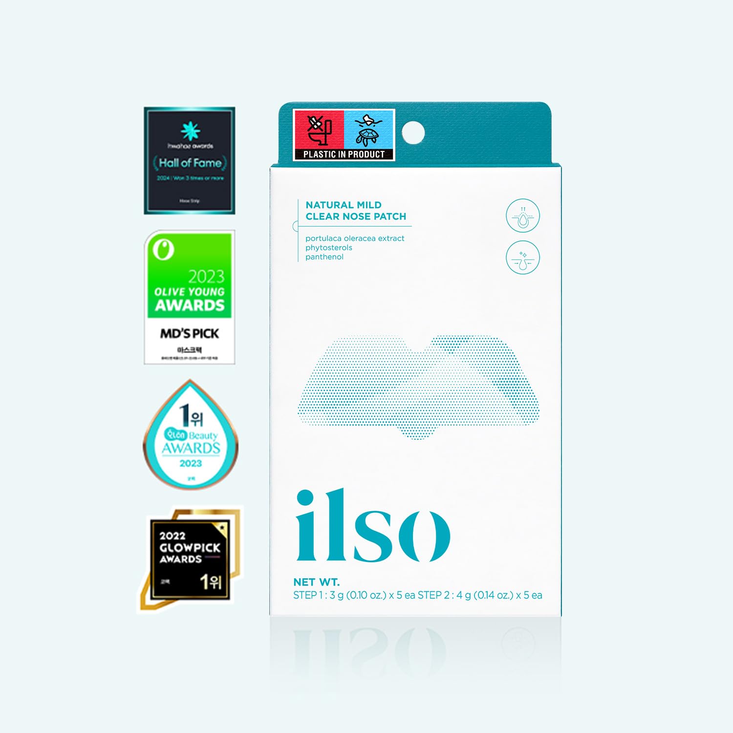 ilso Natural Mild Clear Nose Patch Step 1 bio‑cellulose close‑up absorbing impurities
