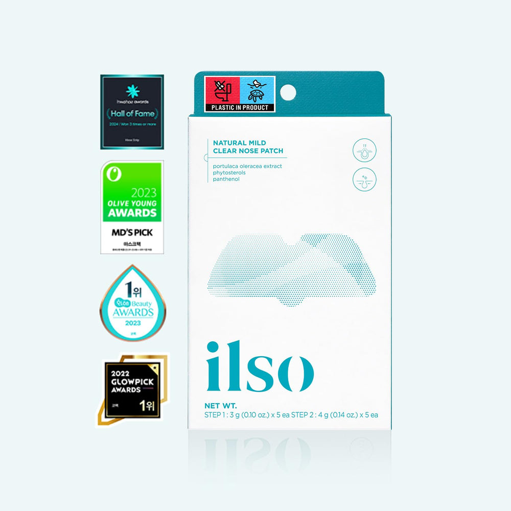 ilso Natural Mild Clear Nose Patch Step 1 bio‑cellulose close‑up absorbing impurities