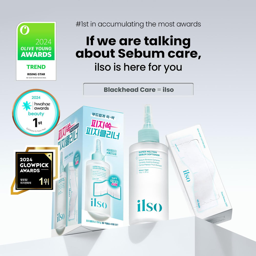 ilso Super Melting Sebum Softener with 40 cotton pads for gentle pore care.