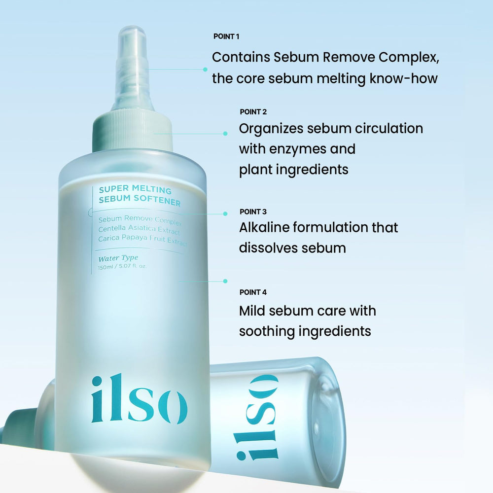 ilso Super Melting Sebum Softener packaging with cotton pads in view.