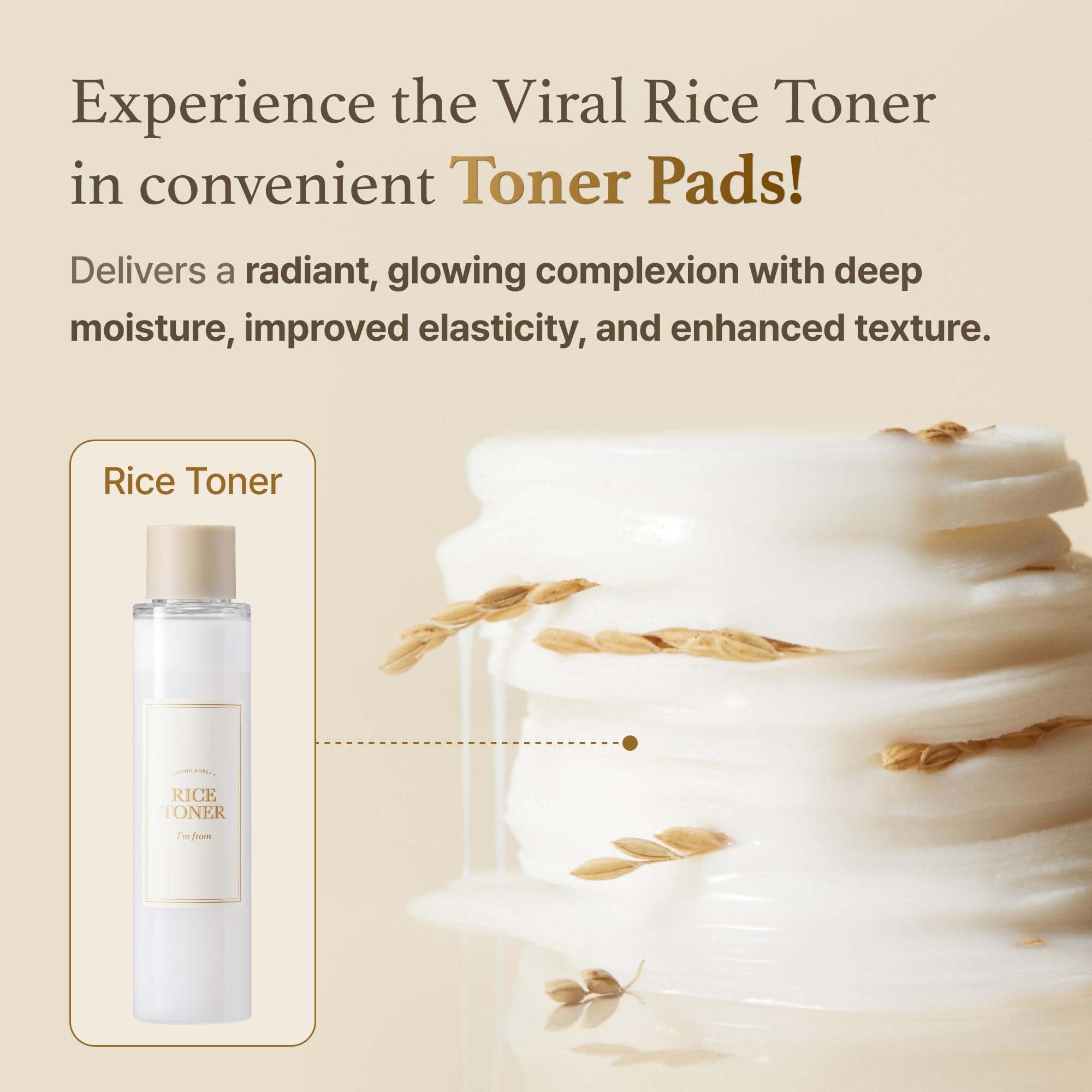 I'm from rice extract ingredients close-up, emphasizing nourishing nutrients from Korea's Yeoju rice.