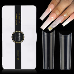 HWHUNO XL Tapered Square Nail Tips No C Curve,500Pcs Clear Medium Half Cover Long Coffin Acrylic Nails Tips Preshaped for Professional Manicure Salon and Home DIY