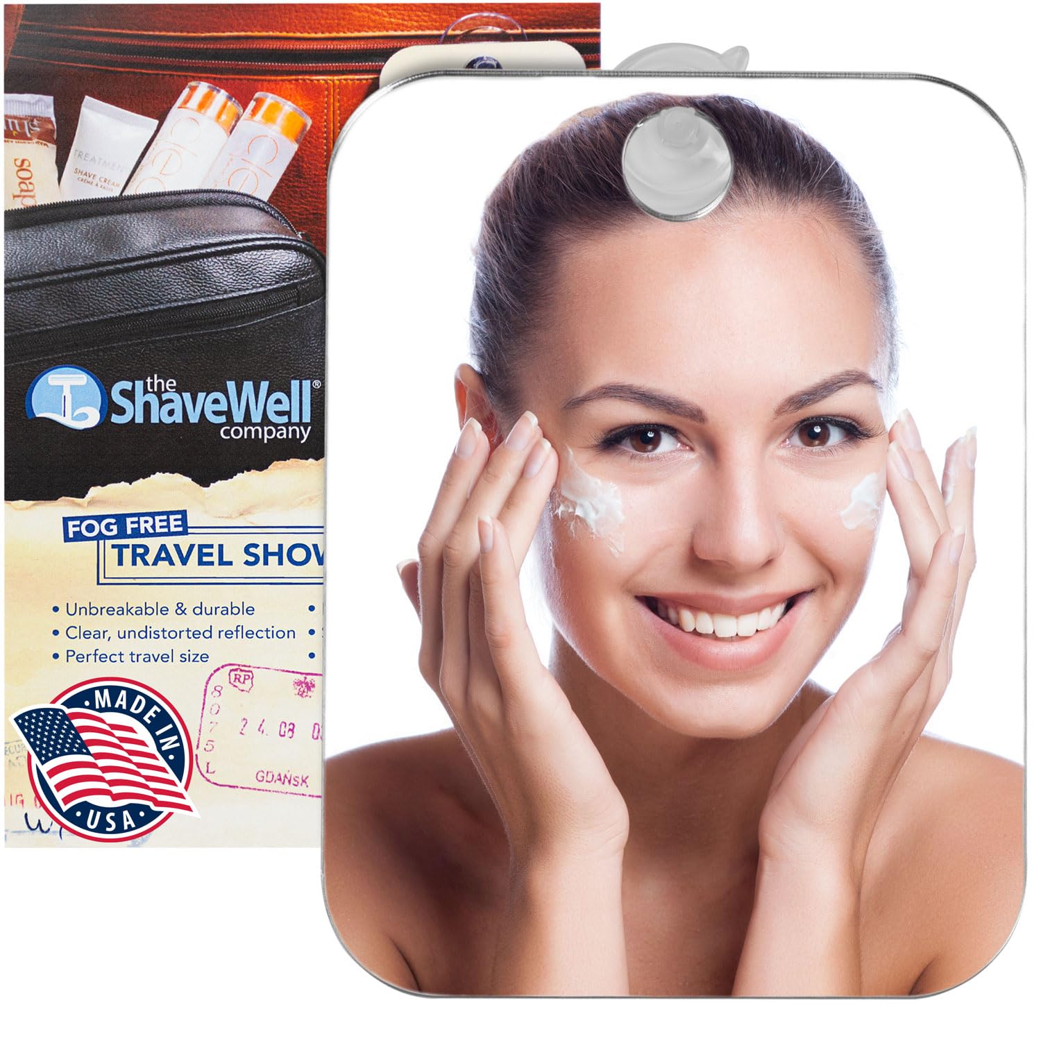 Shave Well Travel Anti-Fog Shaving Mirror | Fogless Shower with Handheld Option