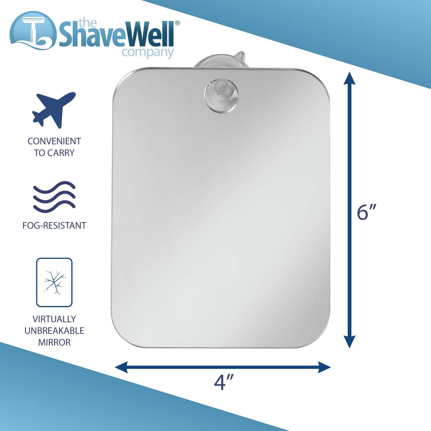 Shave Well Travel Anti-Fog Shaving Mirror | Fogless Shower with Handheld Option