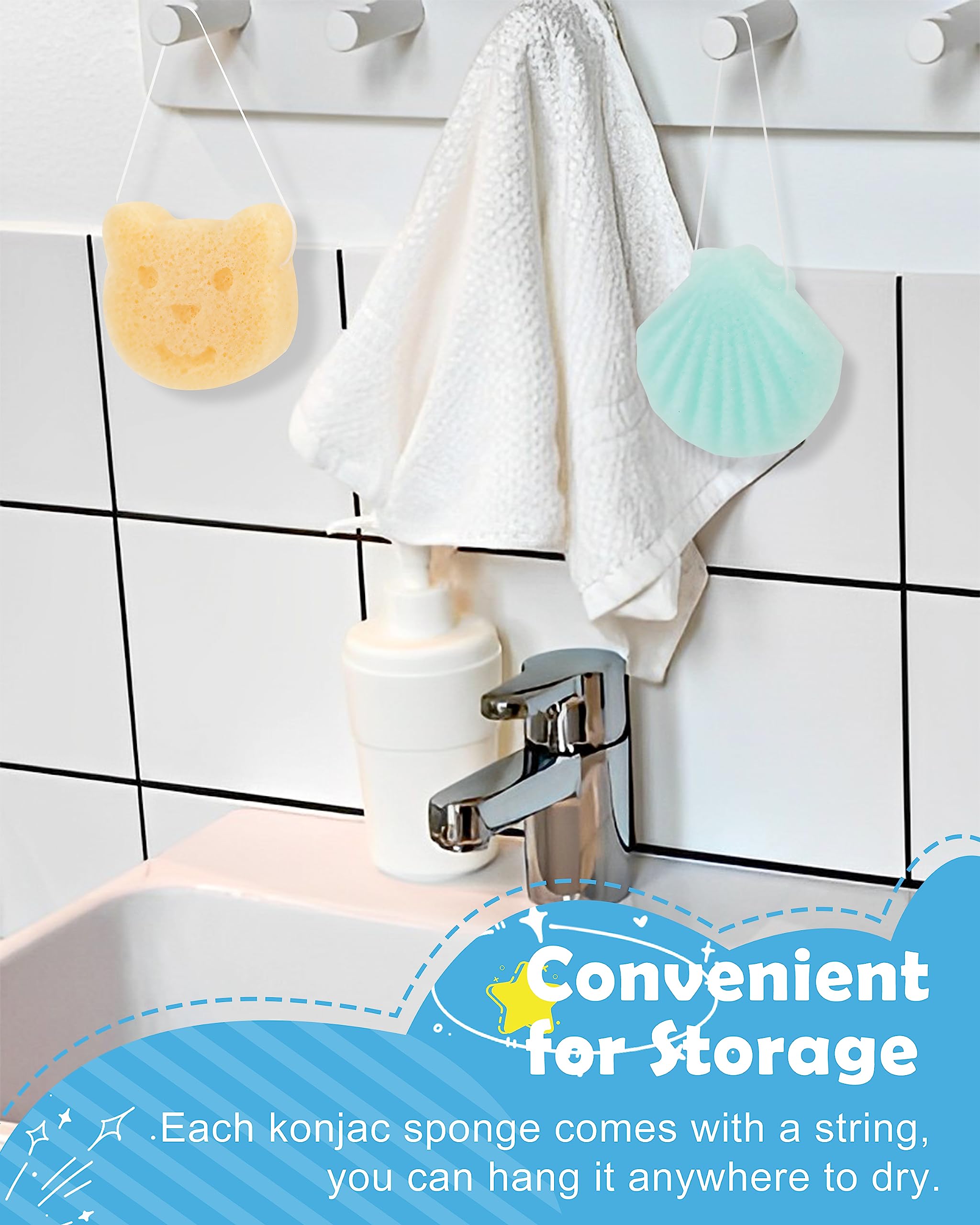 MoHern Esponja Konjac para Bebé – 5 Figuras Naturales, Suave para Baño Infantil, a Base de Plantas