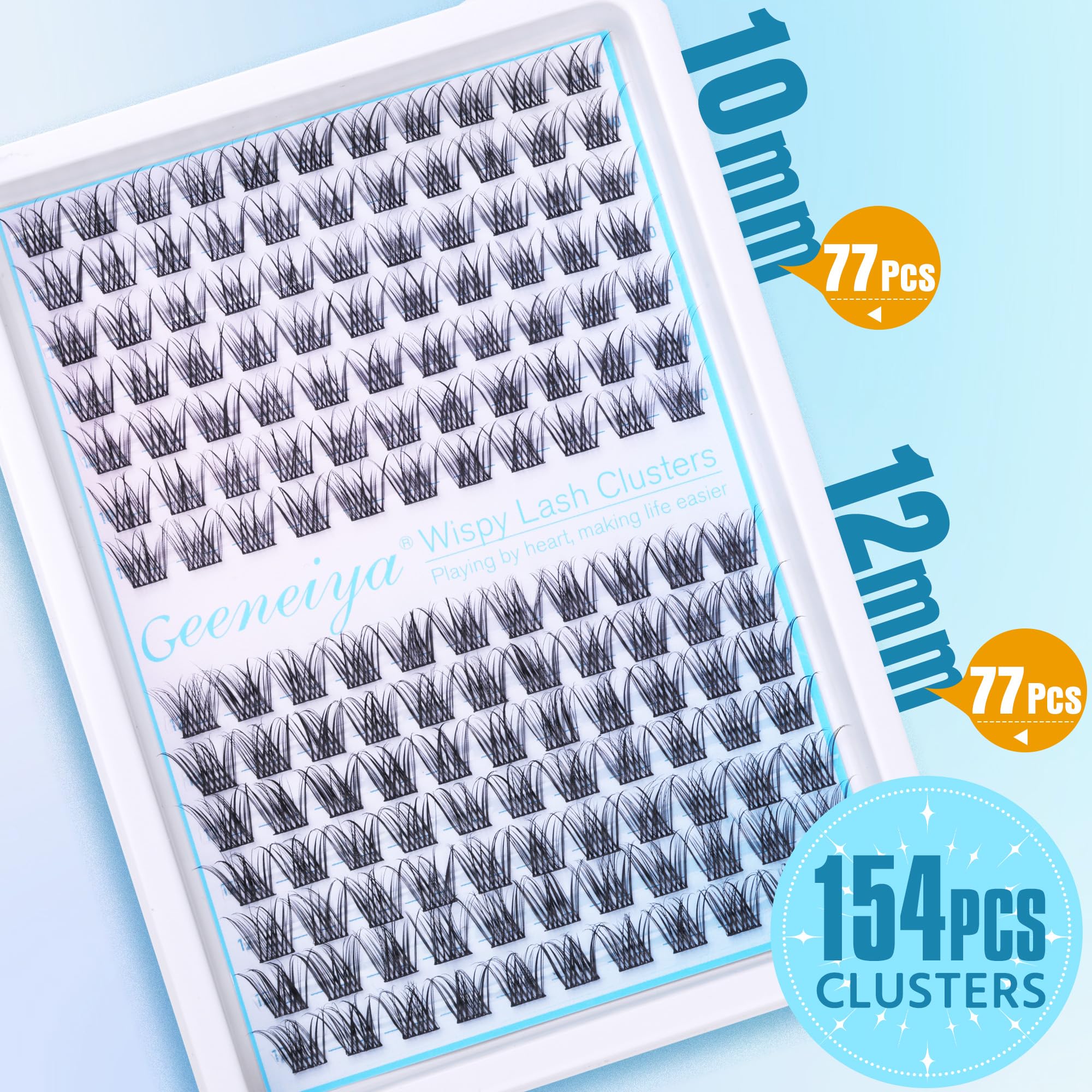 Geeneiya Short Lash Clusters Wispy C Curl 10-12mm, 154PCS – Natural Look Lash Extensions