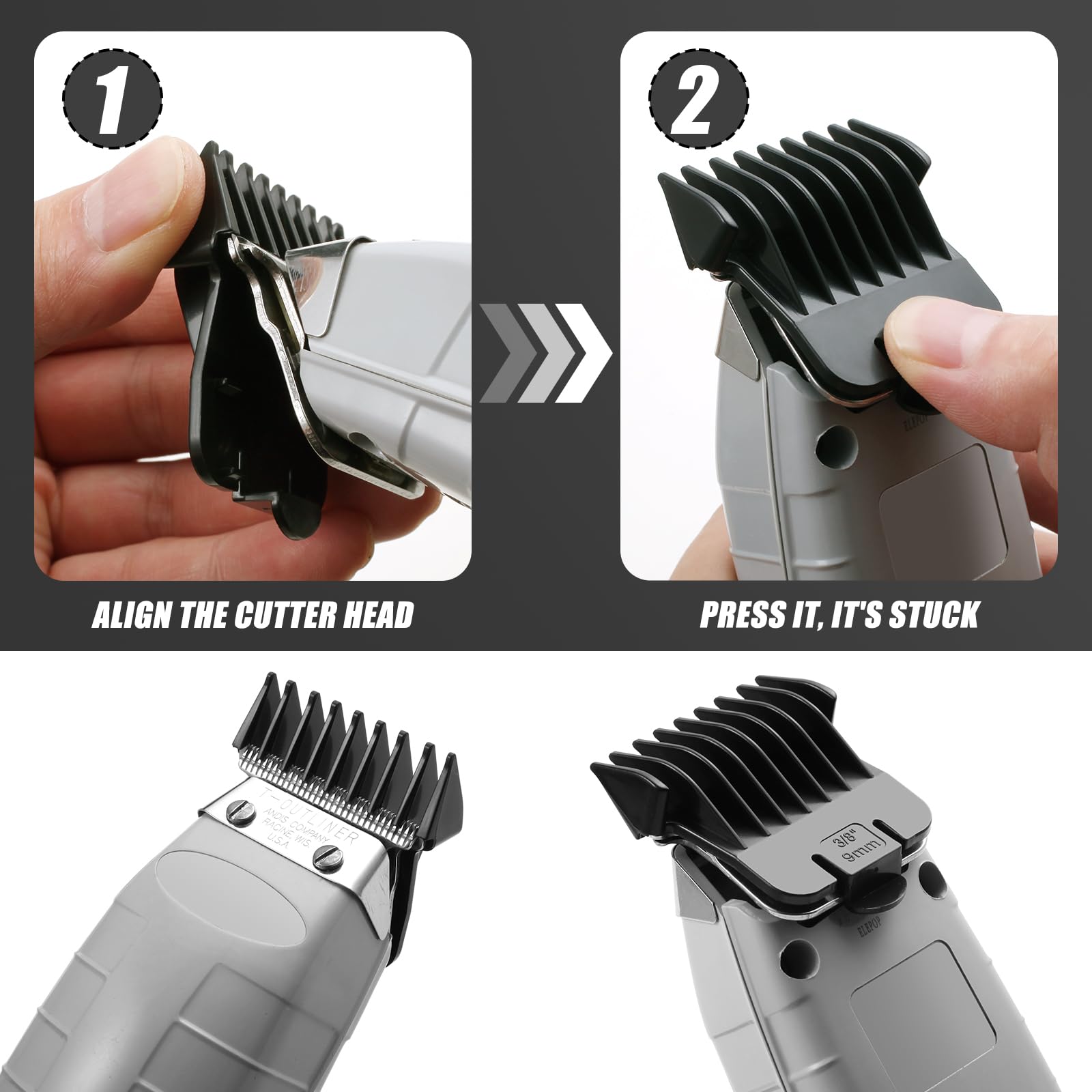 Wusuker 5 Pack T Outliner Guards for Andis T Outliner Trimmer – Snap-On, 1/32
