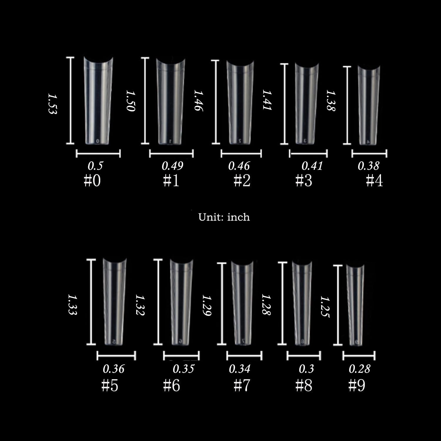HWHUNO XL Tapered Square Nail Tips No C Curve,500Pcs Clear Medium Half Cover Long Coffin Acrylic Nails Tips Preshaped for Professional Manicure Salon and Home DIY