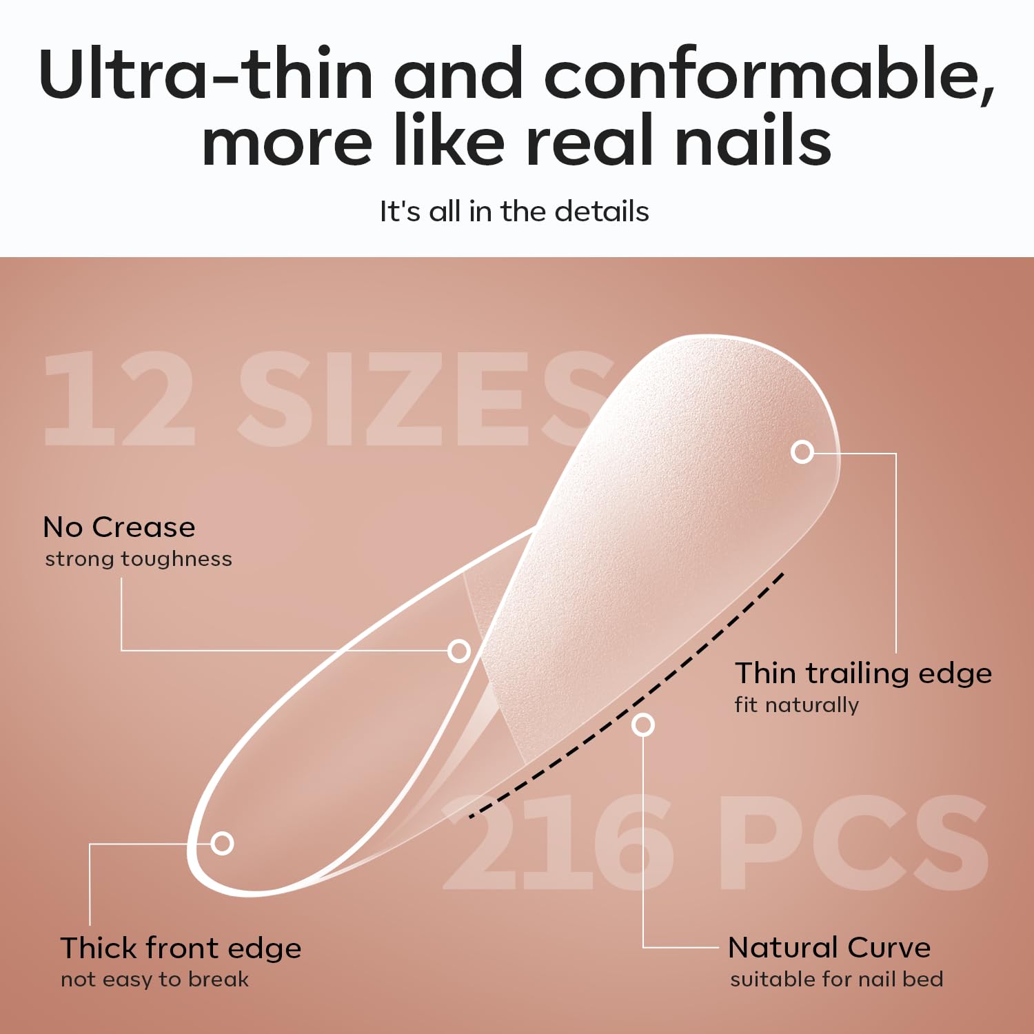 Modelones Kit de Uñas Gel en Forma de Almendra Corta – Pegamento 9-en-1 y Lámpara UV Portátil, 216 Piezas