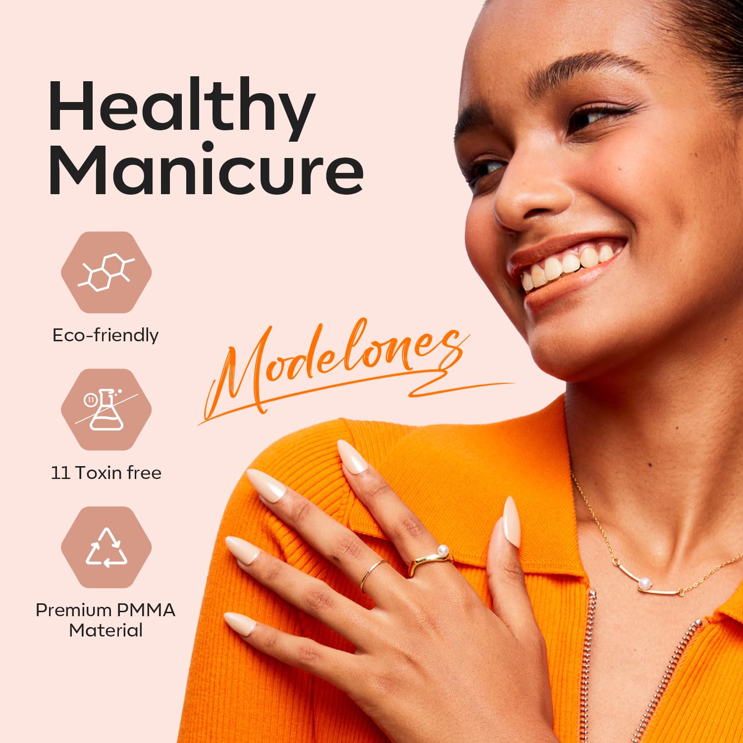 Modelones Kit de Uñas Gel en Forma de Almendra Corta – Pegamento 9-en-1 y Lámpara UV Portátil, 216 Piezas