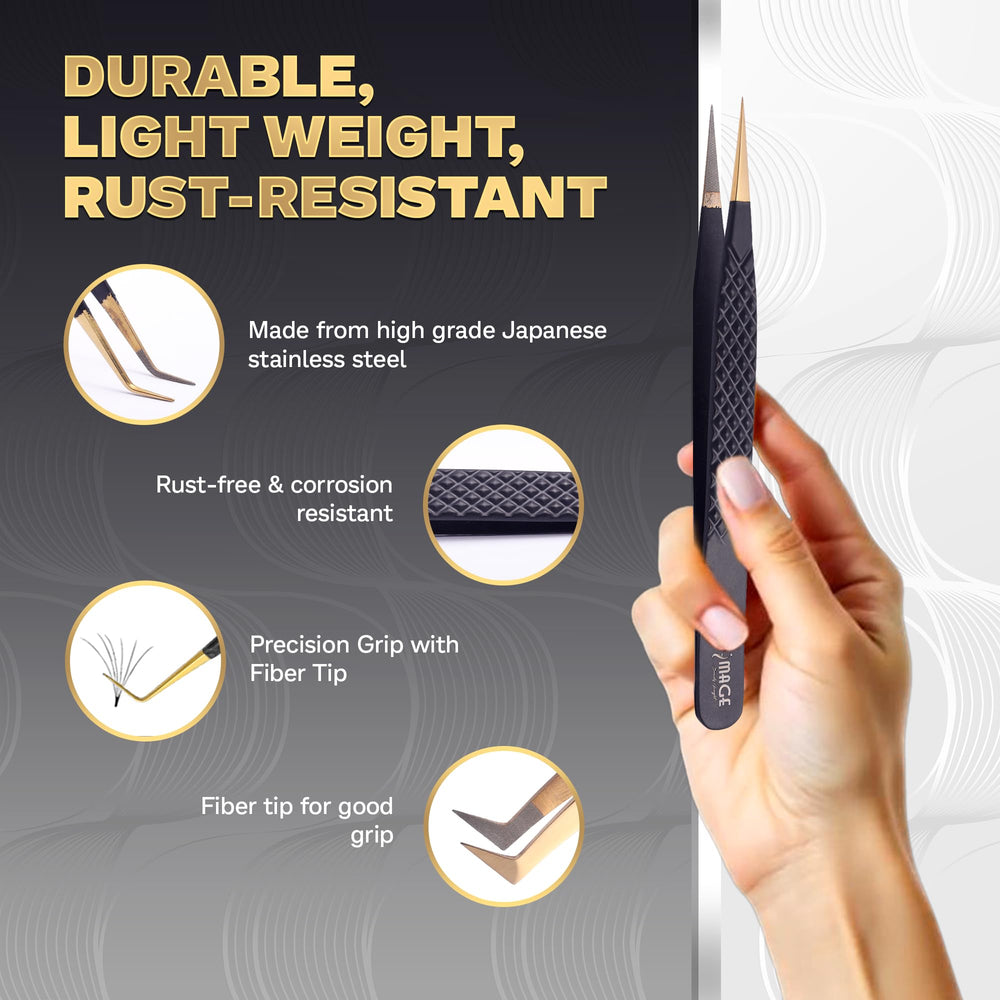 Image Beauty Insight curved-tip lash tweezers for versatile shaping.
