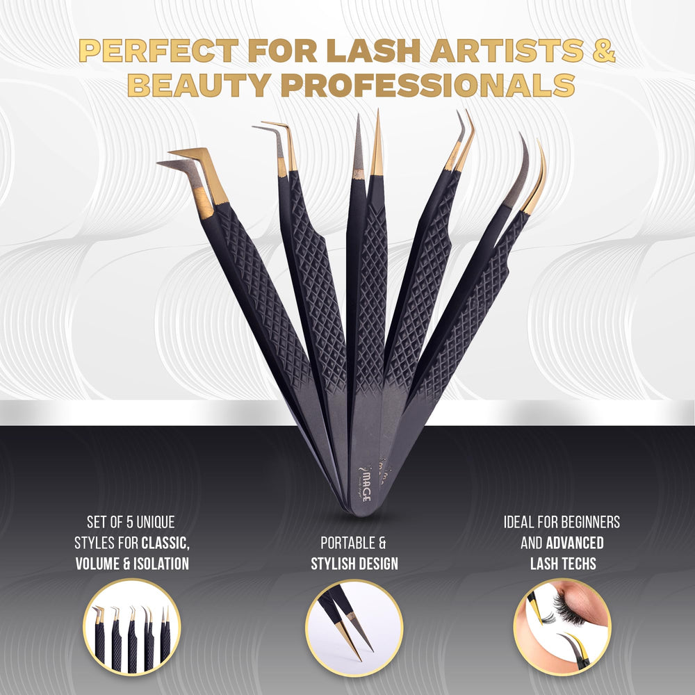 Image Beauty Insight pointed-tip lash tweezers for precise separation.