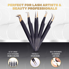 Image Beauty Insight pointed-tip lash tweezers for precise separation.