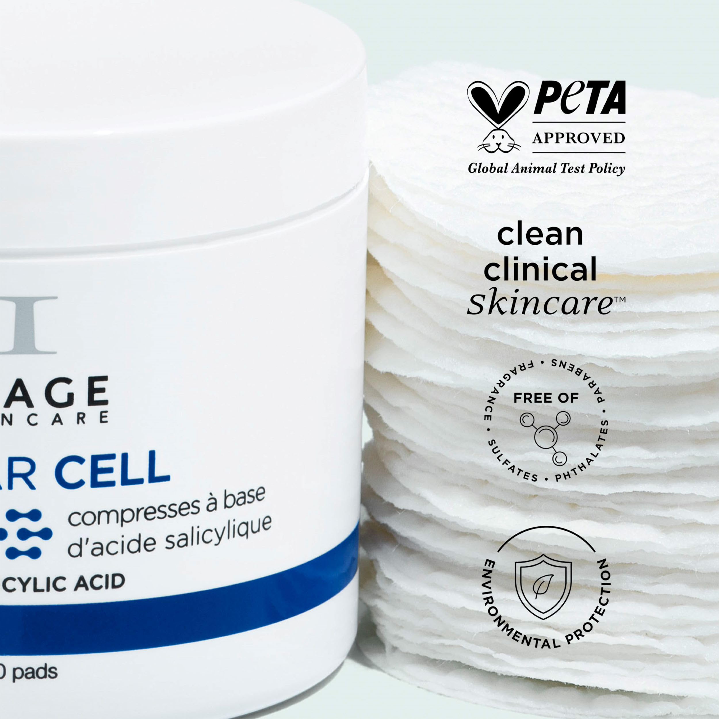 IMAGE Skincare CLEAR CELL pad surface with salicylic and glycolic acids for exfoliation.