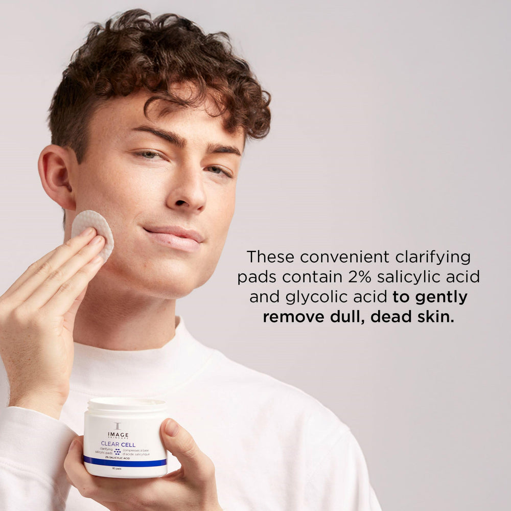 On-the-go USE: CLEAR CELL pad swiping away oil after exercise.