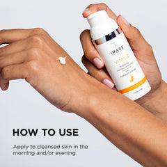 IMAGE Skincare Application of lightweight moisturizer on cleansed skin morning and night.