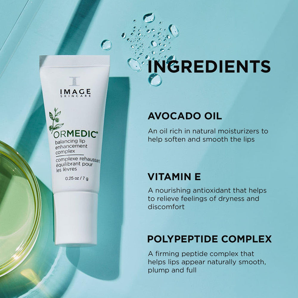IMAGE Skincare ORMEDIC lip gloss finish application demonstrates a glossy lip look.