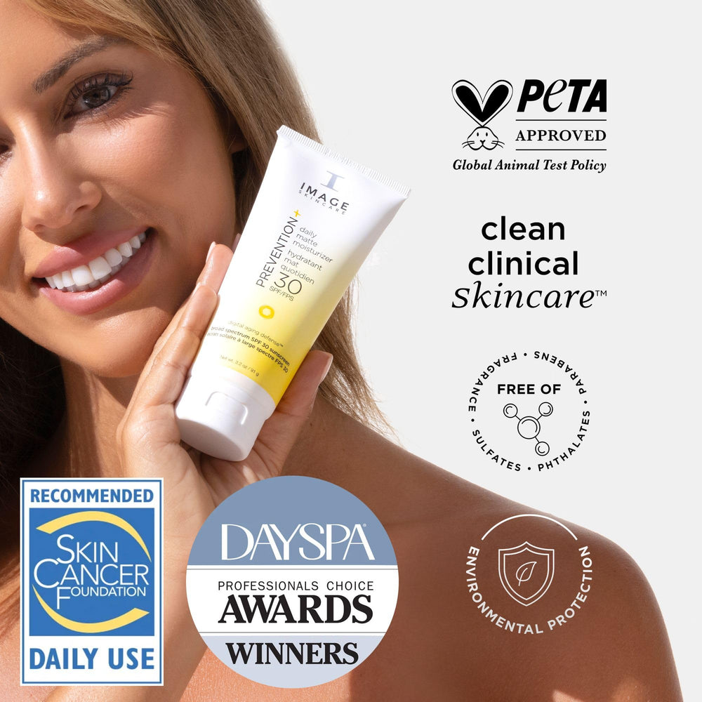 IMAGE Skincare PREVENTION+ SPF 30 application on hand demonstrates light coverage.