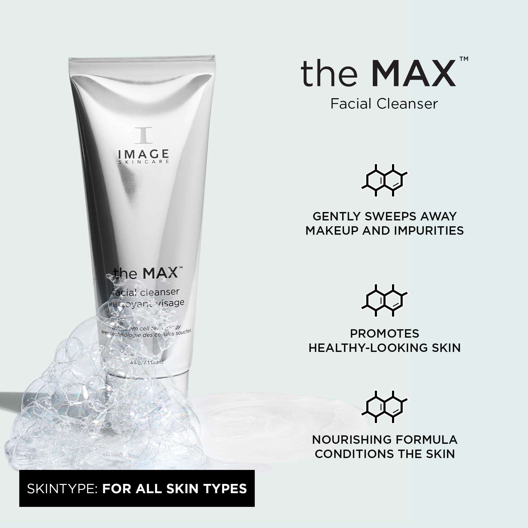 IMAGE Skincare The MAX Cleanser bottle pump showing creamy texture for daily use