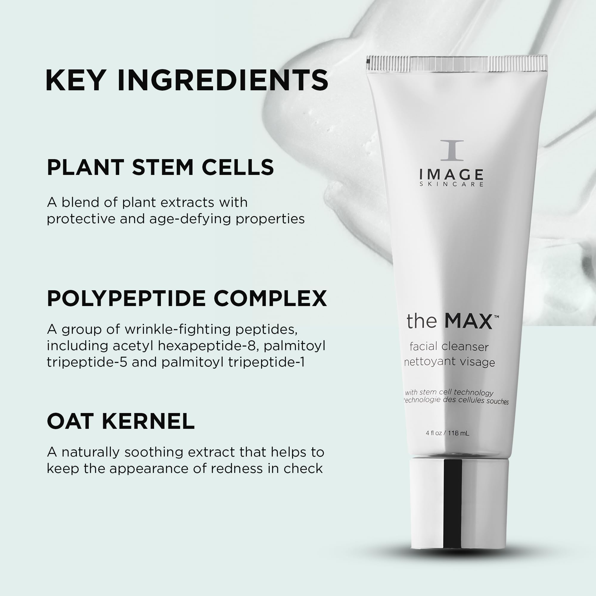 IMAGE Skincare The MAX Cleanser packaging conveys clean clinical skincare aesthetics