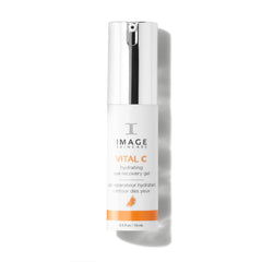 IMAGE Skincare Vital C eye recovery gel close-up highlighting brightening, hydrating under-eye care.