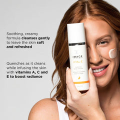 IMAGE Skincare Vital C Hydrating Cleanser cream texture ready for massage