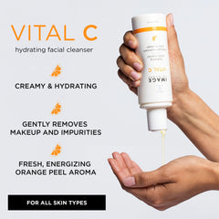IMAGE Skincare Vital C Hydrating Cleanser label closeup highlighting vitamin-rich formula