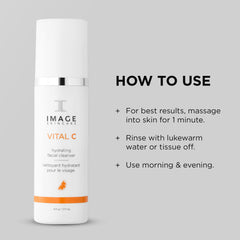 IMAGE Skincare Vital C Hydrating Cleanser makeup-removal action for fresh skin