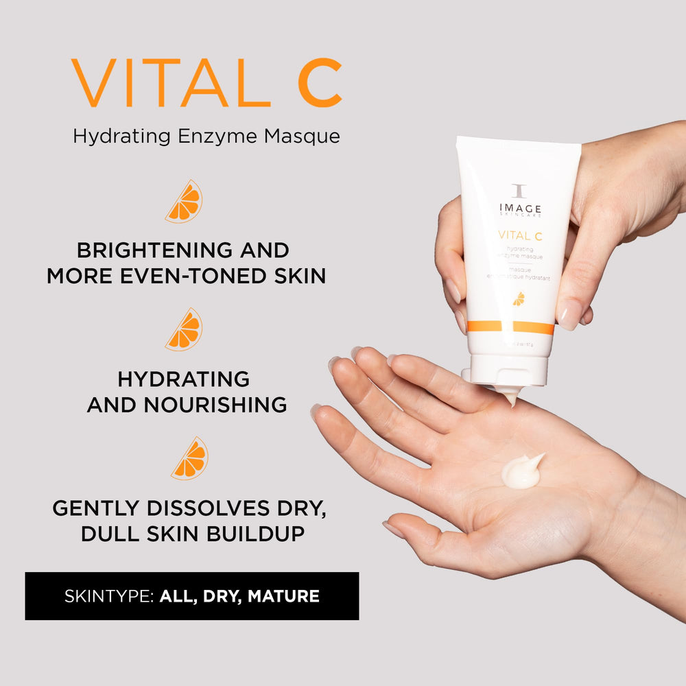 Application of IMAGE Skincare VITAL C masque showing quick glow after use