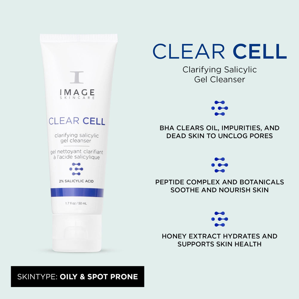 Espuma cremosa de IMAGE Skincare Clear Cell Gel Limpiador para piel grasa.