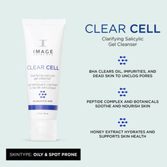 Espuma cremosa de IMAGE Skincare Clear Cell Gel Limpiador para piel grasa.