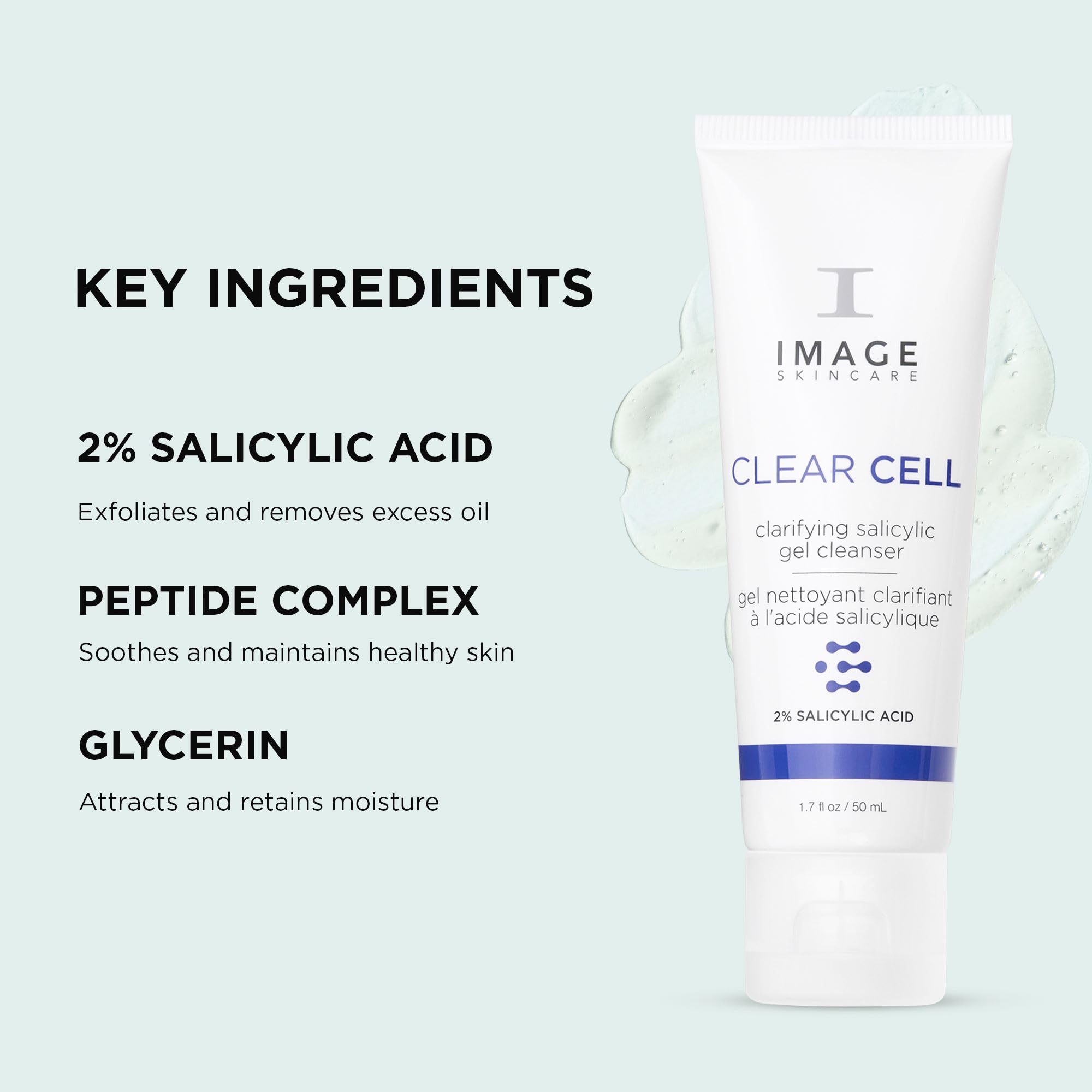 Primer plano de poros tras usar IMAGE Skincare Clear Cell Gel Limpiador.