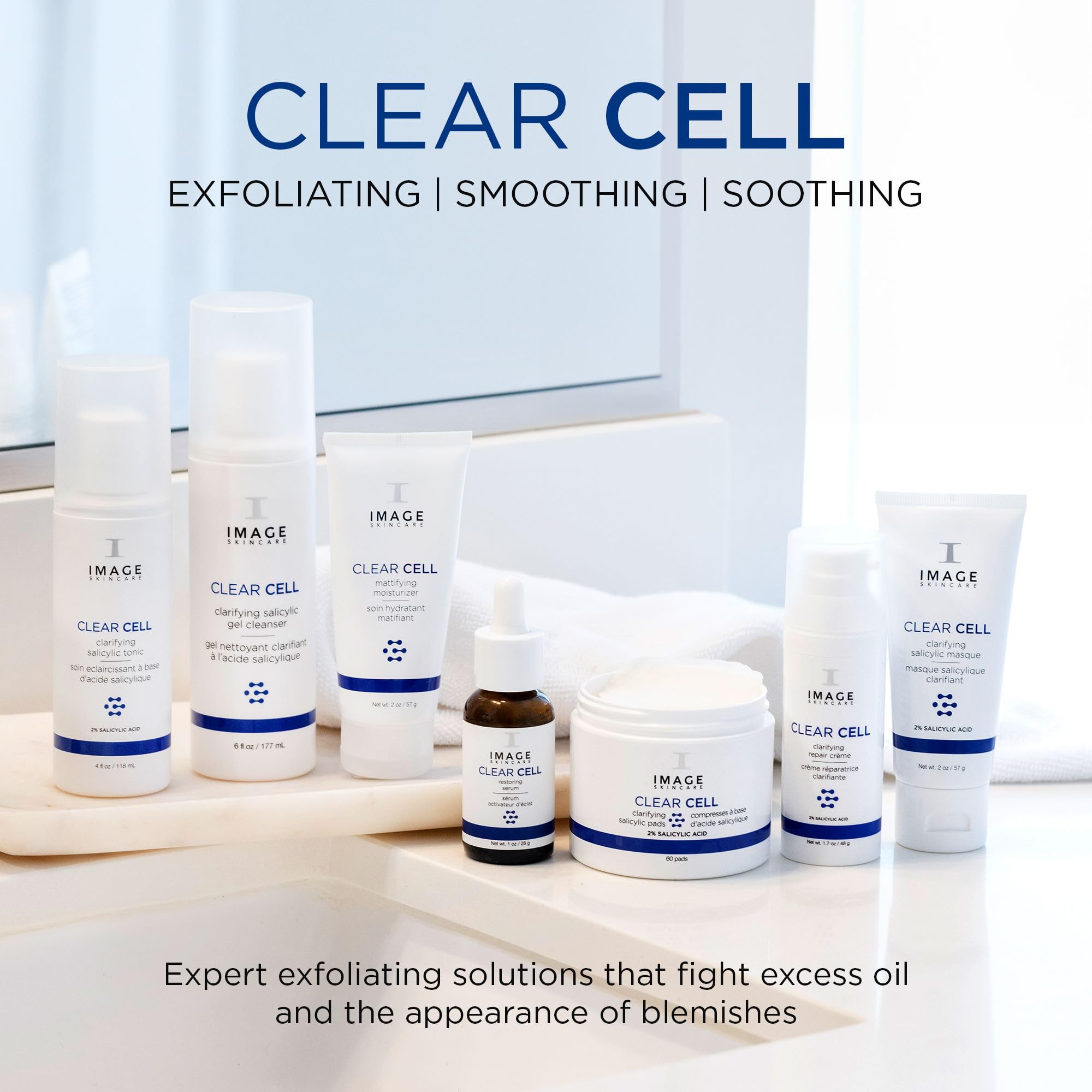 Rutina diaria de cuidado facial con IMAGE Skincare Clear Cell Gel Limpiador.