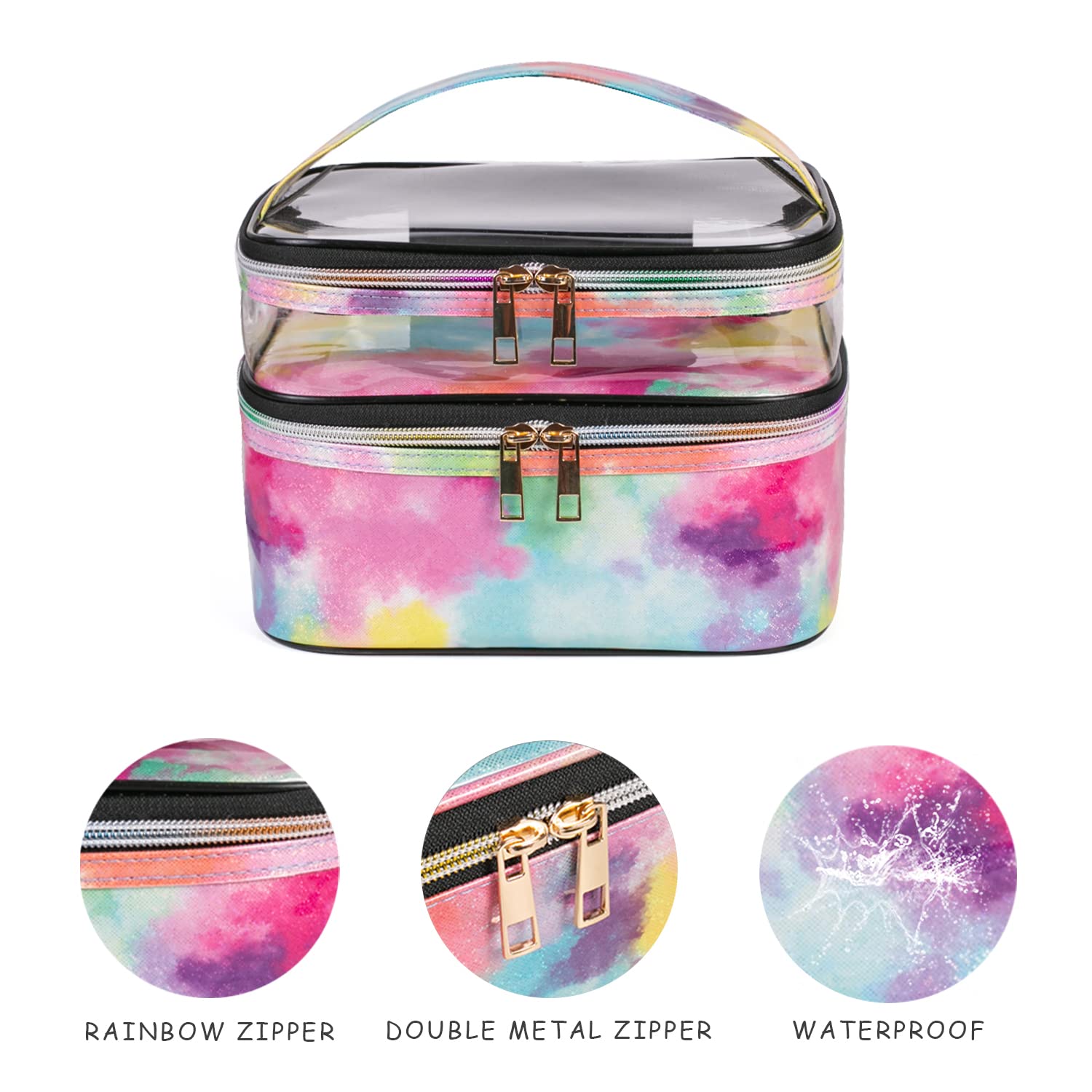 imerelez Tie-Dye Cosmetic Bag foldable design folds neatly for packing.