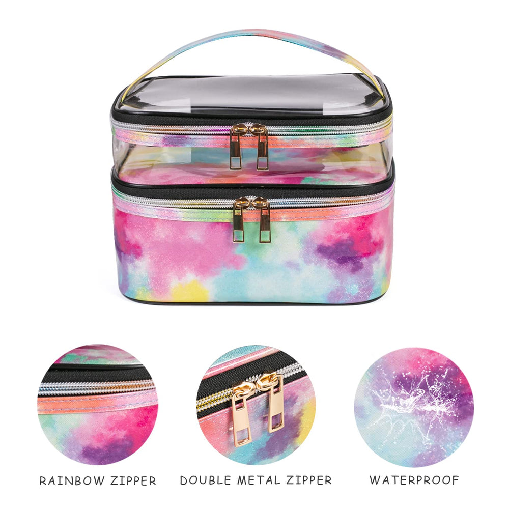 imerelez Tie-Dye Cosmetic Bag foldable design folds neatly for packing.