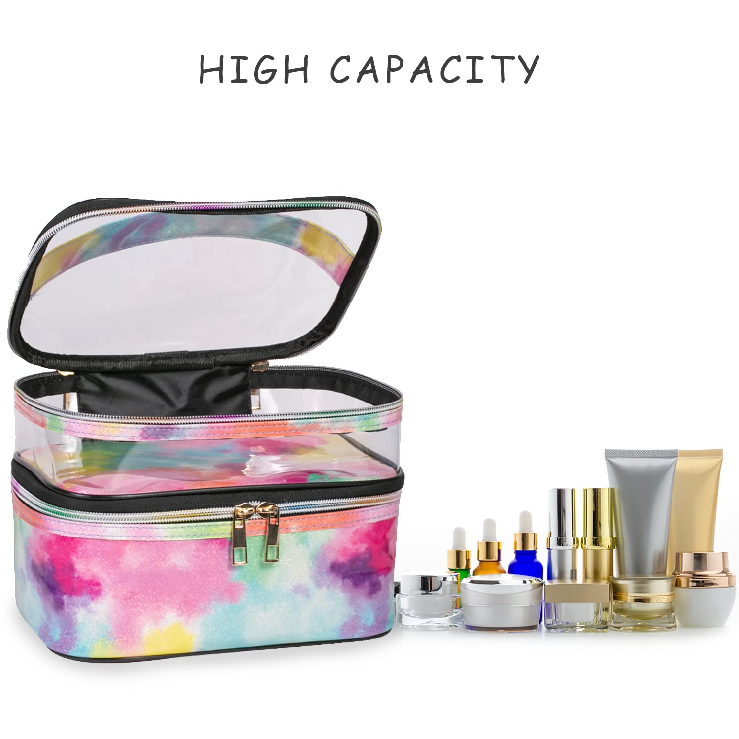 imerelez Tie-Dye Cosmetic Bag waterproof materials ensure easy cleaning and long-lasting use.