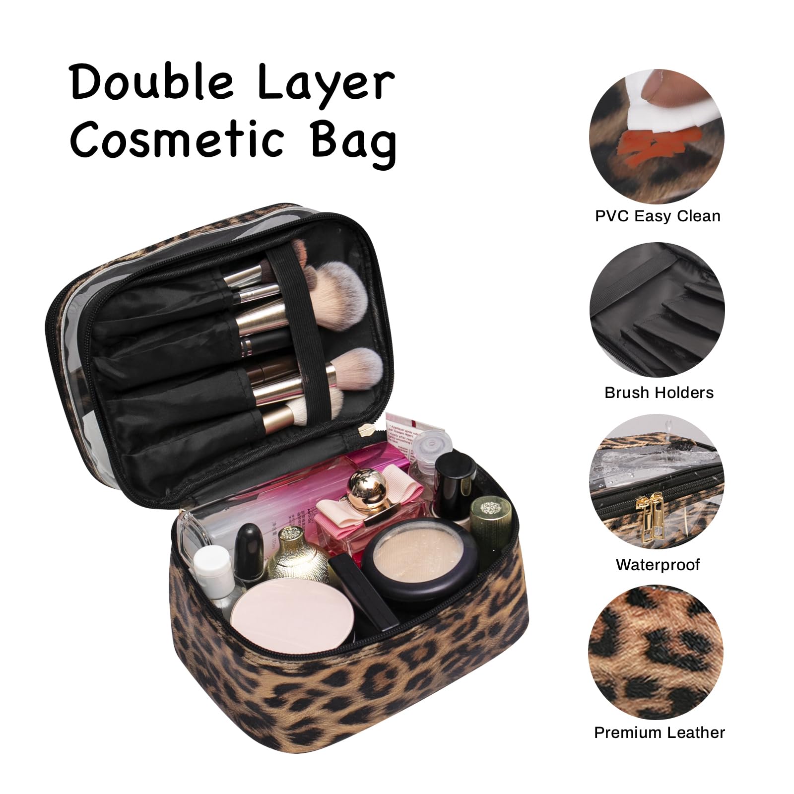 Imerelez leopard top layer shows waterproof PVC for mess-free storage.