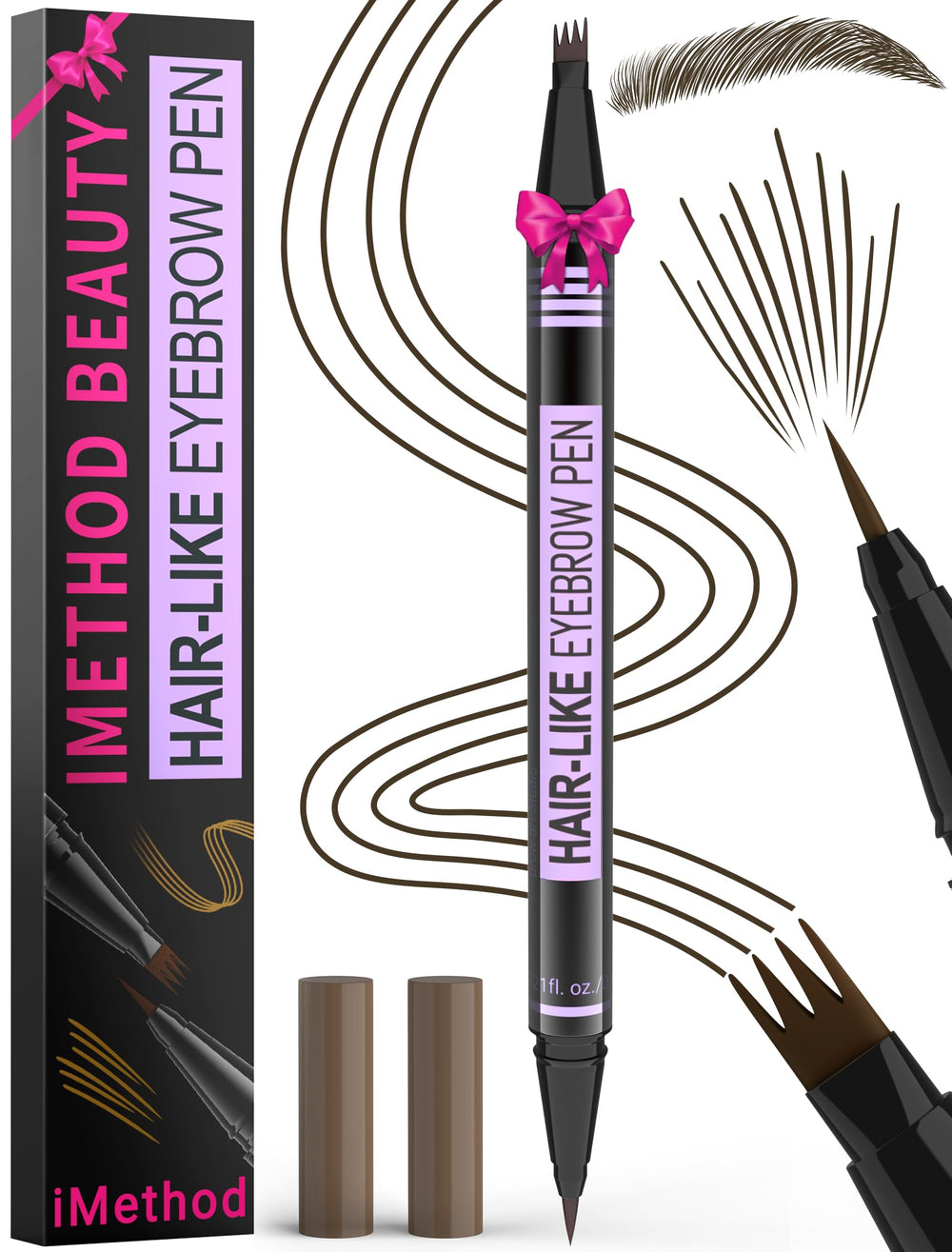 iMethod Cejas: lapiz magico 2 en 1 con punta 4-ramas para trazos naturales.