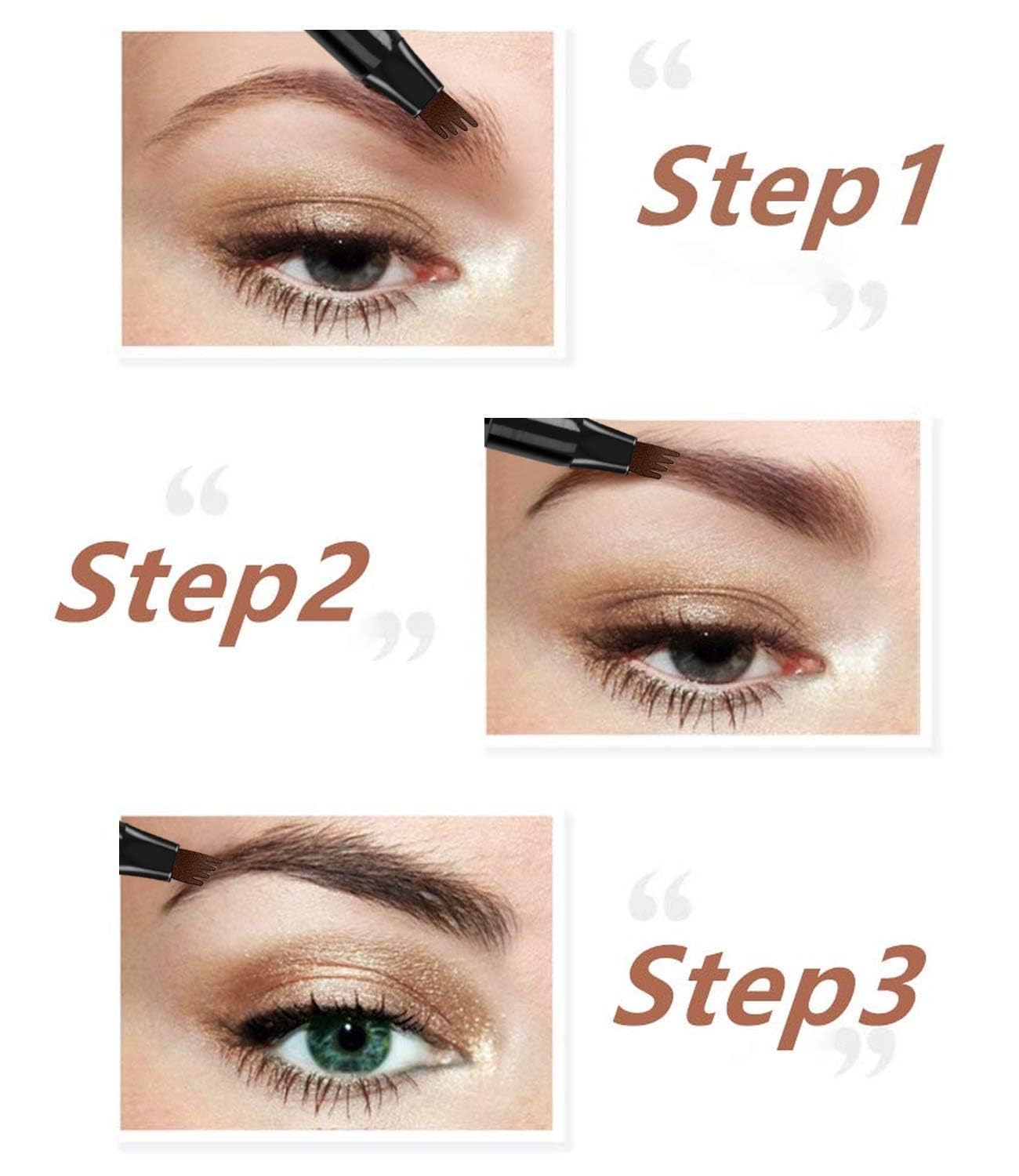 Dibujo de cejas con punta micro-tenedor para trazos naturales y definidos.
