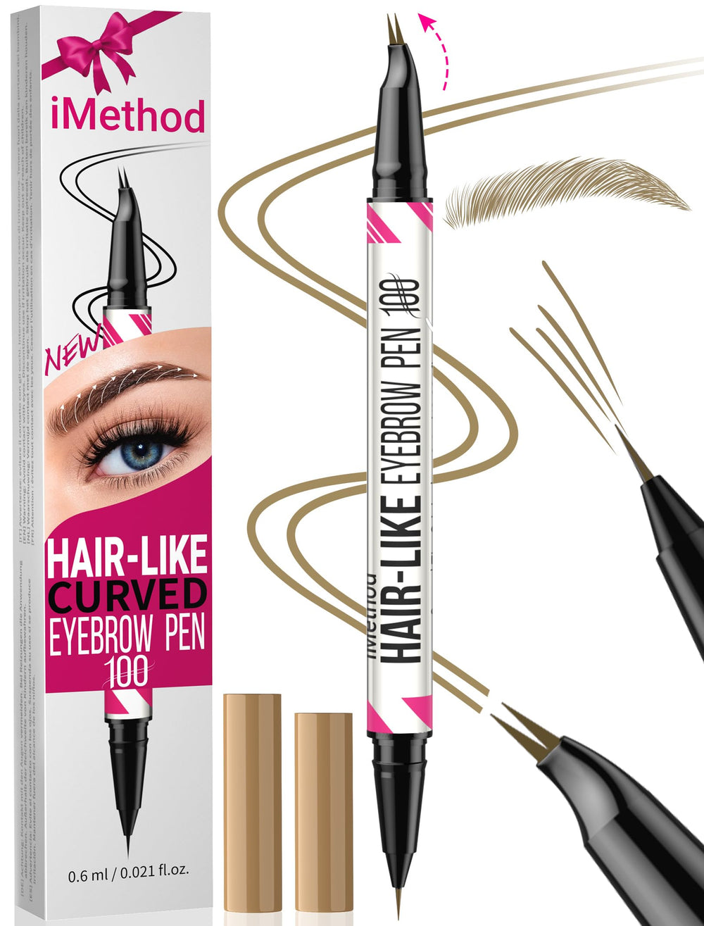 iMethod lapiz ceja con punta curva para trazos realistas.
